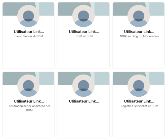 Interfaz de gestión de empleados en LinkedIn.